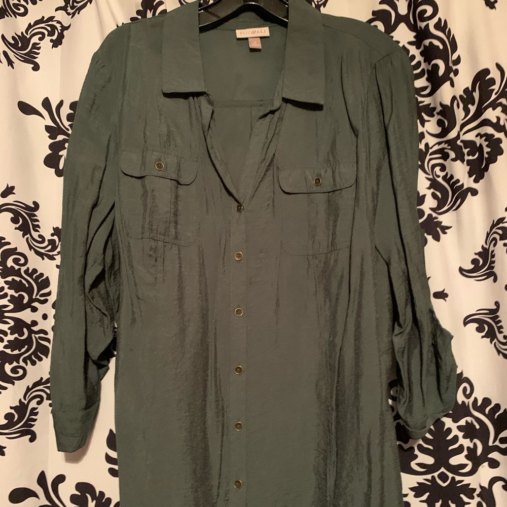 Green Button Down